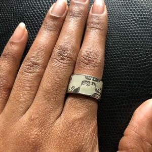 Swarovski beige ceramic wide band ring
